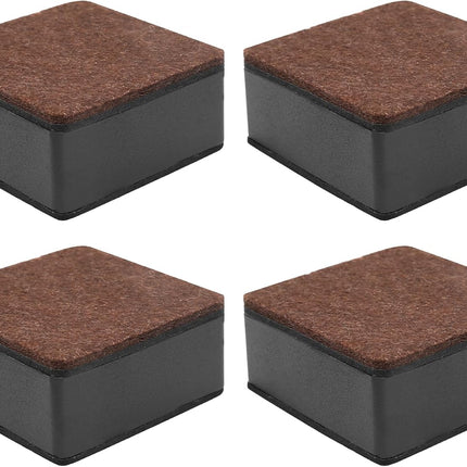 Biaungdo 4 Pcs Self-Adhesive Furniture Risers, Square Furniture Bed Risers, Heavy Duty Carbon Steel Table Sofa Couch Chair Lift Risers with Felt Pad(Add 1.2" Height, Black)