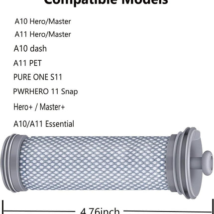 A10 A11 ilter Replacement or Tineco A10/A11 Hero, A10/A11 Master PURE ONE S11, PWRHERO11 Snap Cordless Vacuum Cleaner, Improve Suction/Washable/Reusable ilter Perect or Pet Hair, Dirt, Dust