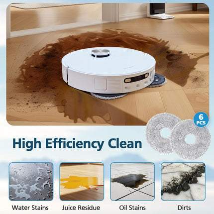 6-Pack Mop Pads or Dreame L40 Ultra/X40 Ultra/X50 Ultra/L50 Ultra/L10S Ultra/ L10s Pro Ultra Heat/L10S Ultra Gen2/L40S Ultra/X30 Ultra/L10 Ultra Robot Vacuum, Washable Microiber Replacement Pads