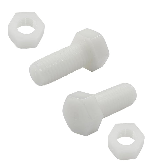 Biaungdo 20 Pair M12 x 30mm Nylon Hex Bolts White Plastic Hex Bolts Full Thread Hex Head Screws and Nuts Set