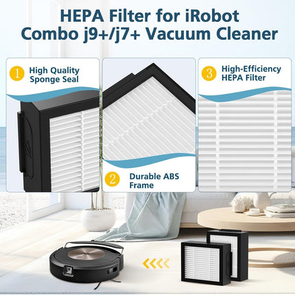 Combo 10 Max/ j9+/ j7+ HEPA ilters ONLY Compatible With i-Robot Roomba Combo 10 Max, Combo j9+, Combo j7+ Robot Vacuum (𝗡𝗼𝘁 𝗙𝗶𝘁 𝗳𝗼𝗿𝗥𝗼𝗼𝗺𝗯𝗮 j7/ j7+/ j9/ j9+)