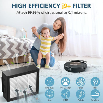 Combo 10 Max/ j9+/ j7+ HEPA ilters ONLY Compatible With i-Robot Roomba Combo 10 Max, Combo j9+, Combo j7+ Robot Vacuum (𝗡𝗼𝘁 𝗙𝗶𝘁 𝗳𝗼𝗿𝗥𝗼𝗼𝗺𝗯𝗮 j7/ j7+/ j9/ j9+)