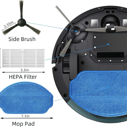 Replacement Parts or MAMNV BR151, or ZCWA BR151, or MANVINS G20, or Kilgone G20, or ONSON BR151, or MANVN BR151, or ZC WAS BR151, or iMartine BR151 Robot Vacuum,6 Side Brush,4 Mop Pad,4 ilter
