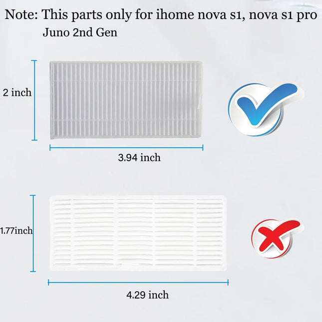 2 Pcs ilter Replacement or iHome Nova S1 Pro iHRVS1PRO-3BLK iHRVS1-3BLKS iHRV9-BLKS Robotic Vacuum Cleaner – product detail