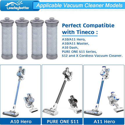 ilter Replacement Compatible with Tineco A10 A11 Hero A10/A11 Master PURE ONE S11 Series S12 X Cordless Vacuum Cleaner, 4 Pack or Tineco A11 ilters