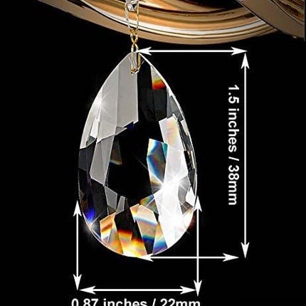 20Pcs Chandelier Crystals, Clear Teardrop Crystal Chandelier Pendants Parts Beads, Hanging Crystals or Chandeliers (38mm, Clear)