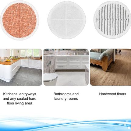 6 Pack Mop Pads Replacement Compatible with Bissell Spinwave Mops 2124 2039 2037 2039A Series Steam Mop Pads or Bissell Spinwave Hard loor Cleaning Kits 2 Sot Pads, 2 Scrubby and 2 Heavy Scrub Pads