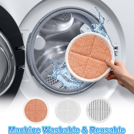 6 Pack Mop Pads Replacement Compatible with Bissell Spinwave Mops 2124 2039 2037 2039A Series Steam Mop Pads or Bissell Spinwave Hard loor Cleaning Kits 2 Sot Pads, 2 Scrubby and 2 Heavy Scrub Pads