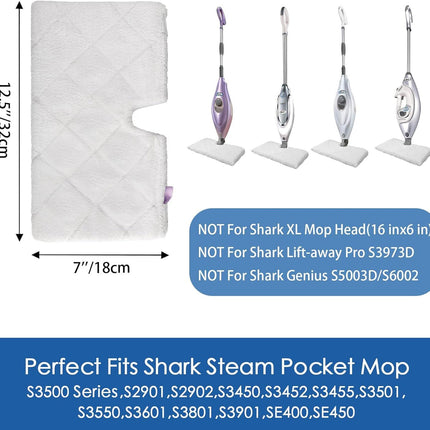 S3501 S3601 Steam Mop Replacement Pads Compatible with Shark Steam Pocket Mop, Vacmop Replacement Pads or Shark Steamer Pads S3500 Series S3501 S3601 S3550 S3601D S3901 S3801 S3801CO, White