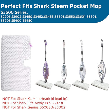 Steam Pocket Mop Replacement Pads or Shark S3500 Series S3501 S3601 S3550 S3901 SE450 S3801CO S3601D S2901 S2902 Steam Pocket Mop, 4 Pack