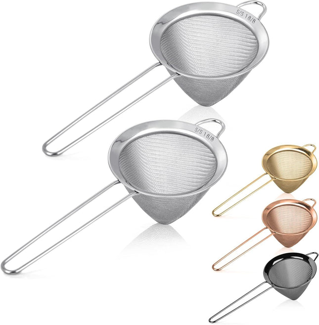 2 Pack Stainless Steel 18/8 Small ood Strainer ine Mesh Sieve with Long Handle Cocktail V1259-DP01-E-423