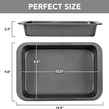 Cake Pan, Nonstick Baking Pan or Cake, Bread, Brownie or Lasagna, Heavy Duty Baking Dish with Diamond Texture Pattern and Wide Grips
