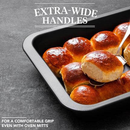 Cake Pan, Nonstick Baking Pan or Cake, Bread, Brownie or Lasagna, Heavy Duty Baking Dish with Diamond Texture Pattern and Wide Grips