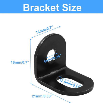Biaungdo 15 Pcs 18x18x21mm/0.7"x0.7"x0.83" Adjustable Right Angle Brackets L-Shape Corner Brace Support Black