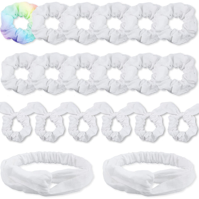 White Scrunchies or Tie Dye DIY Cotton Bow Scrunchies Headbands 3 Kinds o Party Activities Hair Accessories