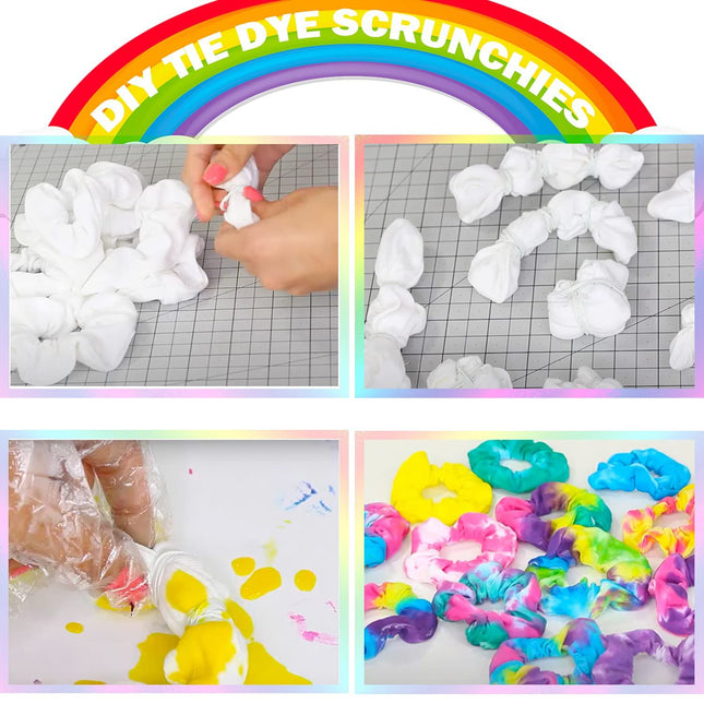 White Scrunchies or Tie Dye DIY Cotton Bow Scrunchies Headbands 3 Kinds o Party Activities Hair – product detail