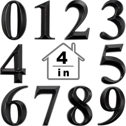 10 Pcs House Numbers 3D Door Mailbox Numbers 0-9 Sel Adhesive House Door Street Address Stickers or, Apartment, Oice, Hotel Room, Mailbox Signs(4 x 2.5 Inches,Black)