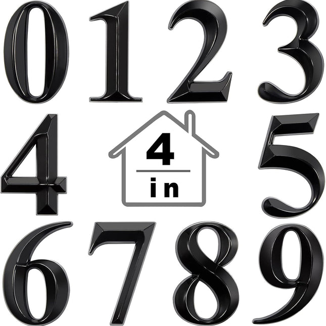 10 Pcs House Numbers 3D Door Mailbox Numbers 0-9 Sel Adhesive House Door Street Address Stickers or, Apartment, Oice, Hotel Room, Mailbox Signs(4 x 2.5 Inches,Black)