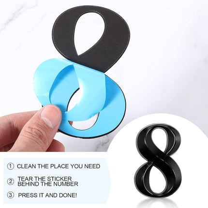 10 Pcs House Numbers 3D Door Mailbox Numbers 0-9 Sel Adhesive House Door Street Address Stickers or, Apartment, Oice, Hotel Room, Mailbox Signs(4 x 2.5 Inches,Black)