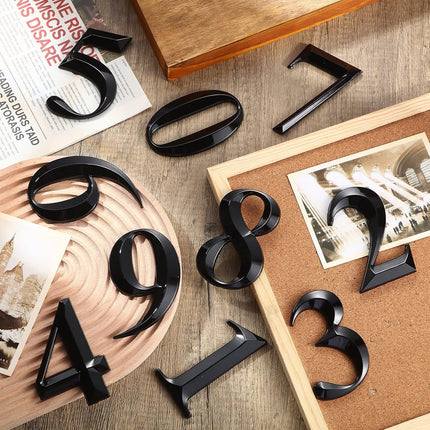 10 Pcs House Numbers 3D Door Mailbox Numbers 0-9 Sel Adhesive House Door Street Address Stickers or, Apartment, Oice, Hotel Room, Mailbox Signs(4 x 2.5 Inches,Black)
