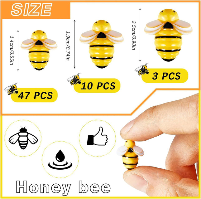 60 Pcs Tiny Resin Bees or Crats 3 Size Mini Plastic Garden Bees Embellishment or – product detail