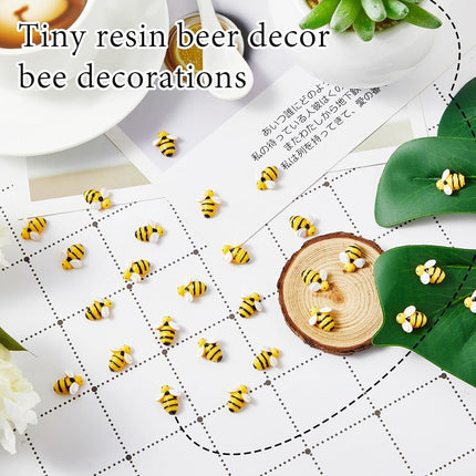 60 Pcs Tiny Resin Bees or Crats, 3 Size Mini Plastic Garden Bees Embellishment or Honey Themed Party Decor Art DIY Crats Baby Shower Birthday Christmas Party Cake Decorations
