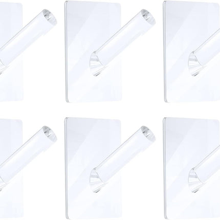 6 Pieces Clear Acrylic Hat Hooks or Wall Heavy Duty Wall Mounted Coat Clothes Towels Hook Sel Adhesive Jewelry Organizer Hanging Display Rack Seamless Stick or Home Bathroom Bedroom Oice