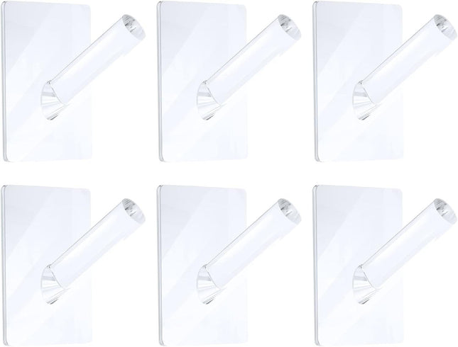 6 Pieces Clear Acrylic Hat Hooks or Wall Heavy Duty Wall Mounted Coat Clothes Towels V1259-DP01-E-454