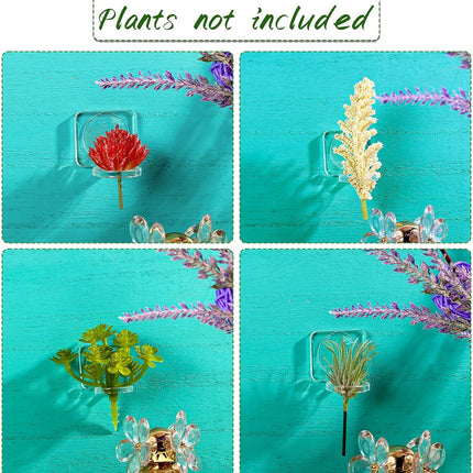 12 Pcs Acrylic Air Plants Holder Hanger with Mounting Tape or Hanging Air Plants on Glass Display Home Decoration