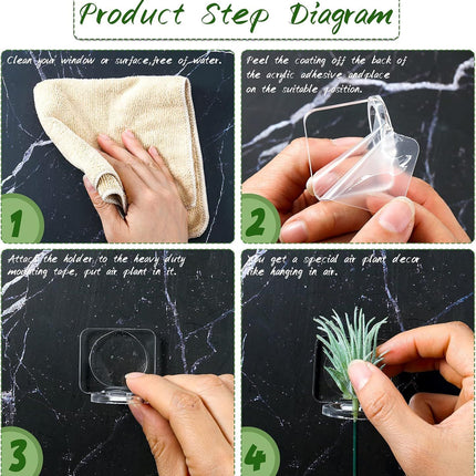 12 Pcs Acrylic Air Plants Holder Hanger with Mounting Tape or Hanging Air Plants on Glass Display Home Decoration