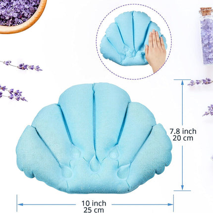 2 Pieces Inlatable Bath Pillow with Suction Cups, Terry Cloth Covered Bath Pillow Shell Shape Bathtub Spa Pillow Comortable Sot Bath Cushion, Neck Support or Bathtub, Hot Tub, Home Spa Tub