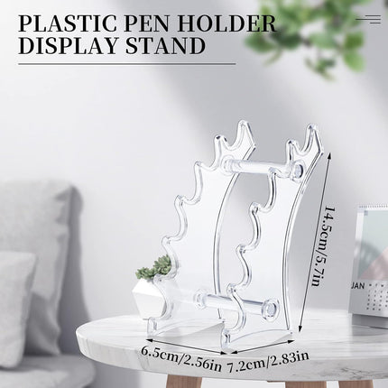 2 Pieces Plastic Pen Holder Stand 6-Slots Pencil Display Makeup Brush Rack Organizer Vertical Pencil Show Tool Rack Acrylic Pen Holder or Oice Home(Clear)