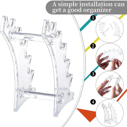 2 Pieces Plastic Pen Holder Stand 6-Slots Pencil Display Makeup Brush Rack Organizer Vertical Pencil Show Tool Rack Acrylic Pen Holder or Oice Home(Clear)