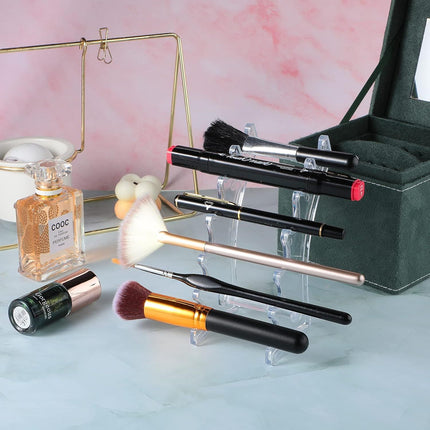 2 Pieces Plastic Pen Holder Stand 6-Slots Pencil Display Makeup Brush Rack Organizer Vertical Pencil Show Tool Rack Acrylic Pen Holder or Oice Home(Clear)