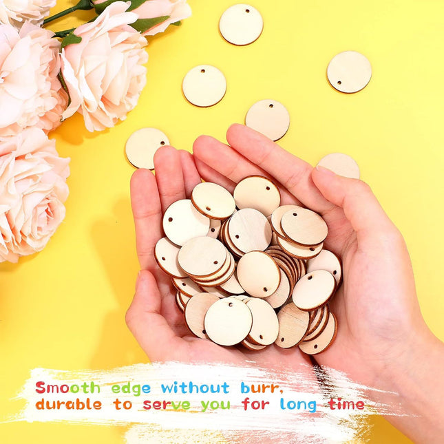 200 Pieces Uninished Blank Wood Circle Pendants Round Disc Circle Wood Pieces Round Wooden Disk – product detail