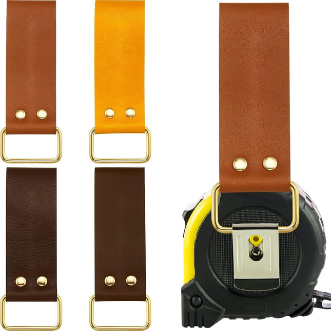 4 Pieces Leather Tape Measure Holder Belt Clip Measuring Tool Loop or Drills Impact Tools