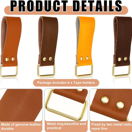 4 Pieces Leather Tape Measure Holder Belt Clip Measuring Tool Loop or Drills Impact Tools