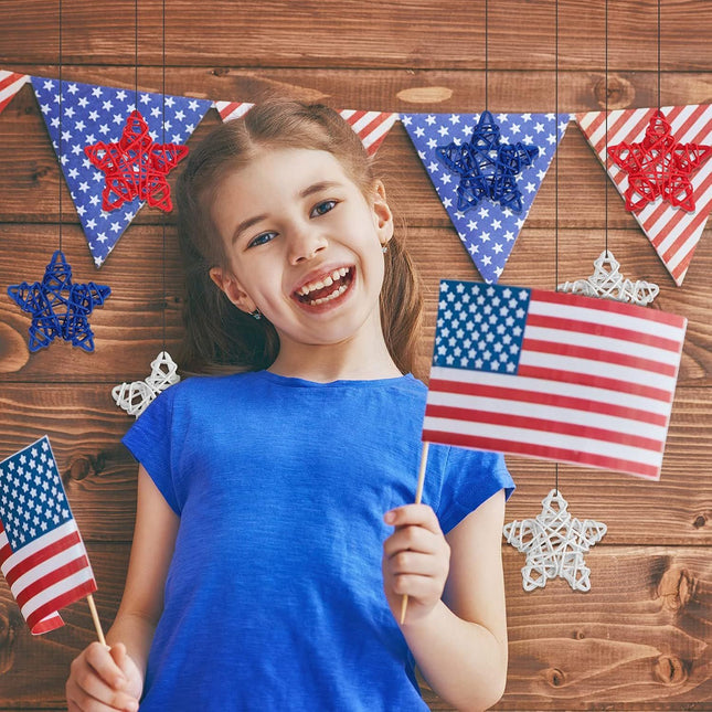 24 Pcs 4th o July Natural Rattan Stars Decoration 250th Anniversary Memorial Day Patriotic Red – product detail