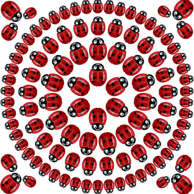 100 Pieces Tiny Resin Ladybugs Decor 0.55''-0.98'' 3 Sizes Mini Ladybugs Ornaments Miniature igurines Crat or DIY airy Garden Dollhouse Micro Landscaping Wreath Cake Home Decoration Party