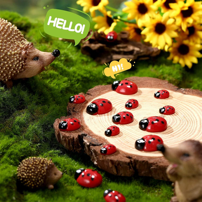 100 Pieces Tiny Resin Ladybugs Decor 0.55''-0.98'' 3 Sizes Mini Ladybugs Ornaments Miniature – product detail