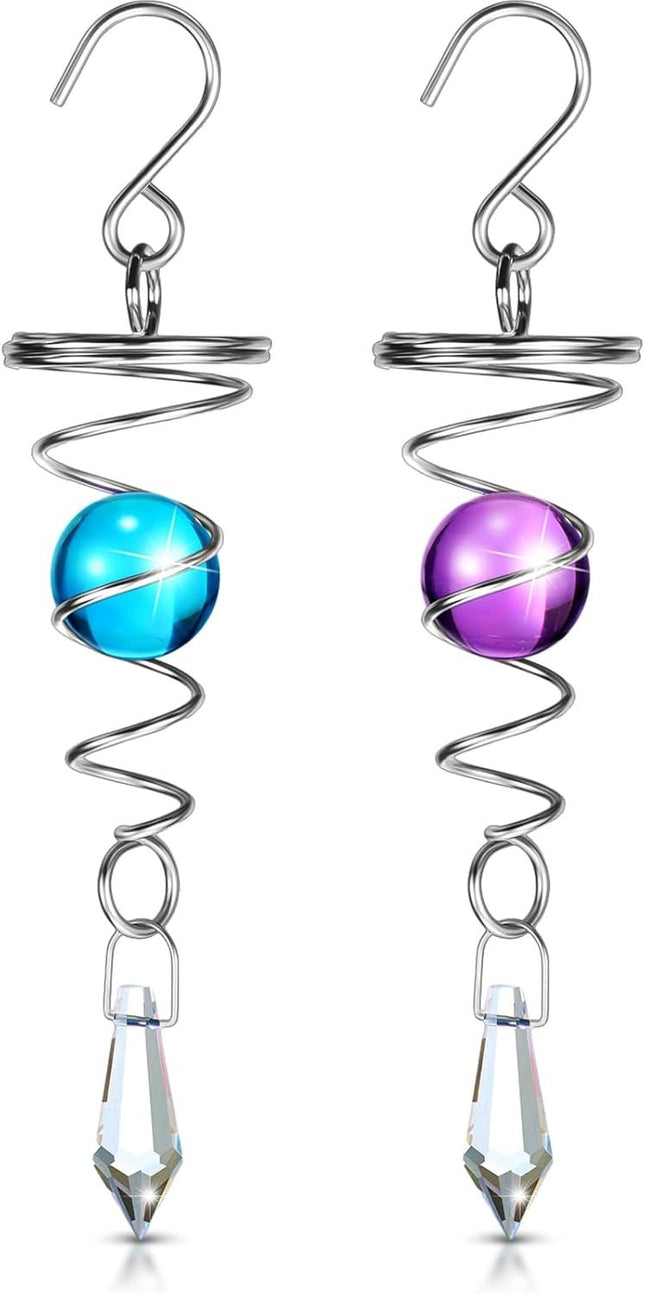 2 Pieces Gazing Ball Spiral Tail Decorative Wind Spinner Stabilizer Stainless Steel Indoor Outdoor (Purple