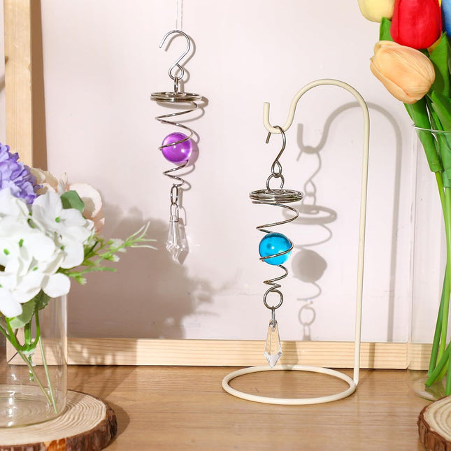 2 Pieces Gazing Ball Spiral Tail Decorative Wind Spinner Stabilizer Stainless Steel Indoor Outdoor (Purple – product detail