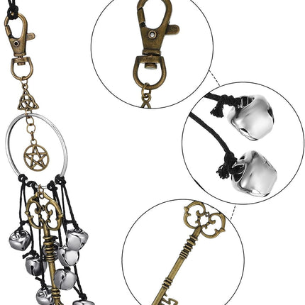 Witch Bells or Door Witchcrat Bells Supplies Wiccan Decor Altar Bell Antique Magic Keys Witchy Wicca Home Protection Decor Kitchen Witch Decor (2 Pieces)