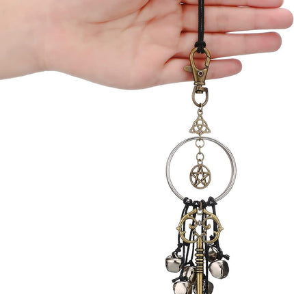 Witch Bells or Door Witchcrat Bells Supplies Wiccan Decor Altar Bell Antique Magic Keys Witchy Wicca Home Protection Decor Kitchen Witch Decor (2 Pieces)