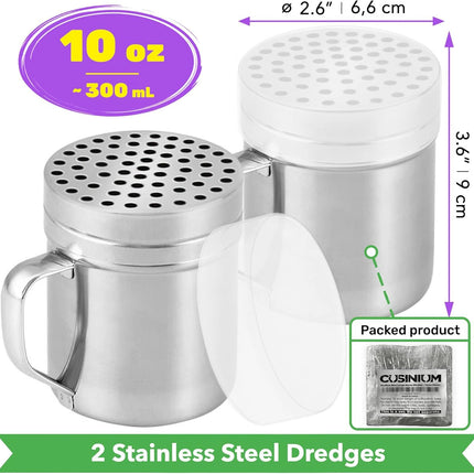 10oz Metal Parmesan Cheese Shakers with Large Holes - With Handle - Chili lakes Dispensers - Pizza Shakers - Pack o 2 | Style: Coarse