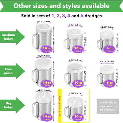 10oz Metal Parmesan Cheese Shakers with Large Holes - With Handle - Chili lakes Dispensers - Pizza Shakers - Pack o 2 | Style: Coarse