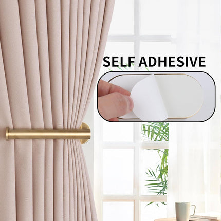 2 Pack Adhesive Curtain Holdbacks Curtain Tie Backs Curtain Holdbacks No Drill Curtain Pull Backs Adhesive Curtain Hooks Curtain Holders or Drapes (2, Gold)