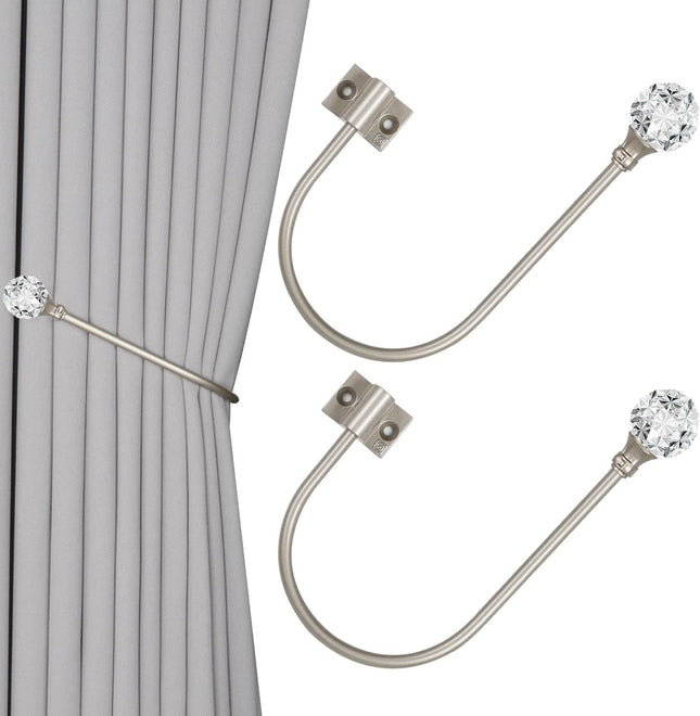 Upgraded Curtain Tiebacks Set o 2 (2 Silver with Crystal V1259-DP01-E-488