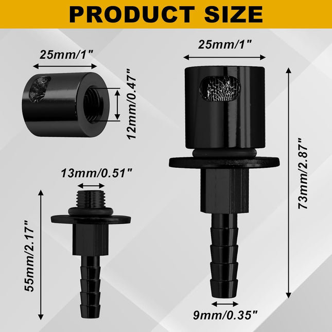 Biaungdo Black Fuel Tanks Remote Mount Vent Valve 5/16 Inch Hose Barb Size Tank Vent Line Replacement Part – product detail