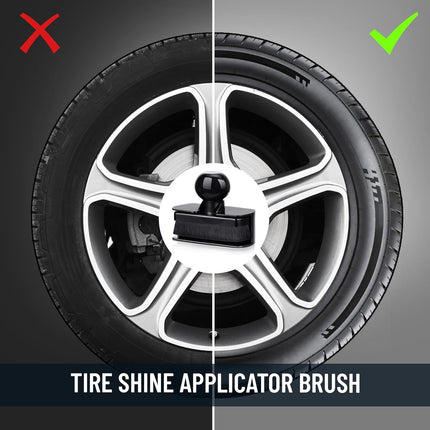 Car Tire Shine Applicator,Large Vegan Tire Shine Brush - Automotive Tire Dressing Applicator Brush with Storage Stand or Tire Detailing & Car Wash Kit, Black, 3.6 Inch Length (Black)